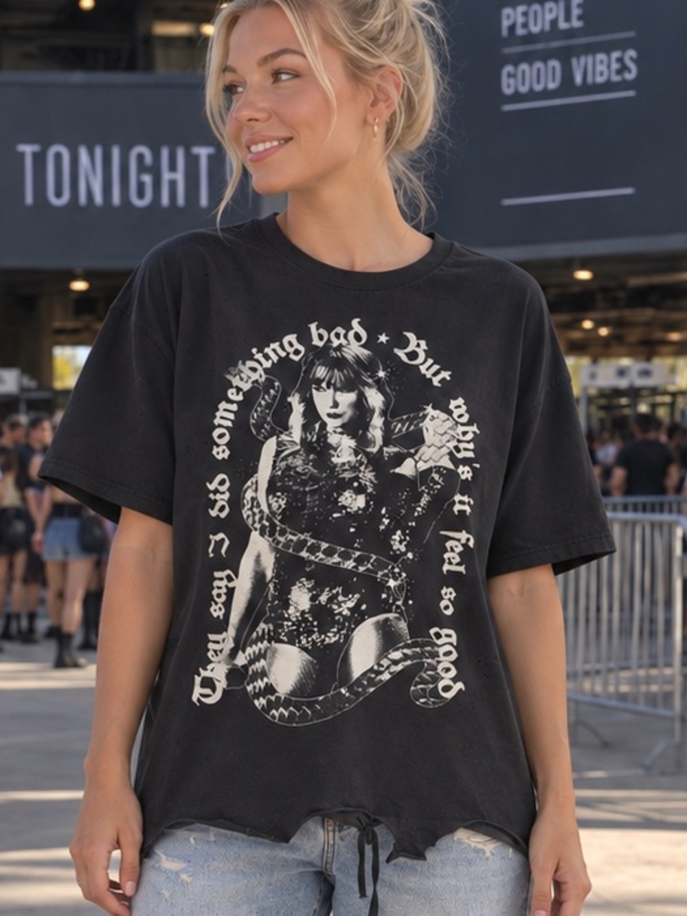 Taylor Swift Black Reputation Taylors Version Distressed Something Bad Shirt 2XL